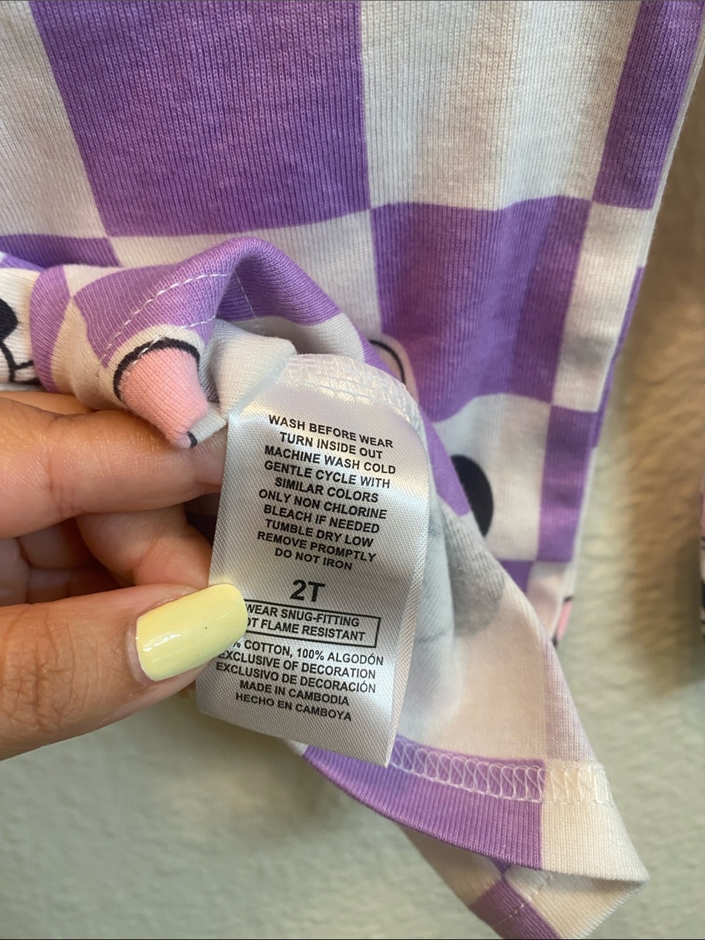 ♥️SOLD♥️ Disney Purple and White Checker Minnie Mouse Long Sleeve Top - Picture 5 of 5